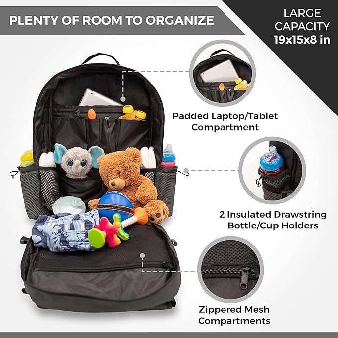 T.O.M HORIZONS Sling Diaper Bag for Dad; Single-handed Diaper Changing System. Changing Pad and much more included