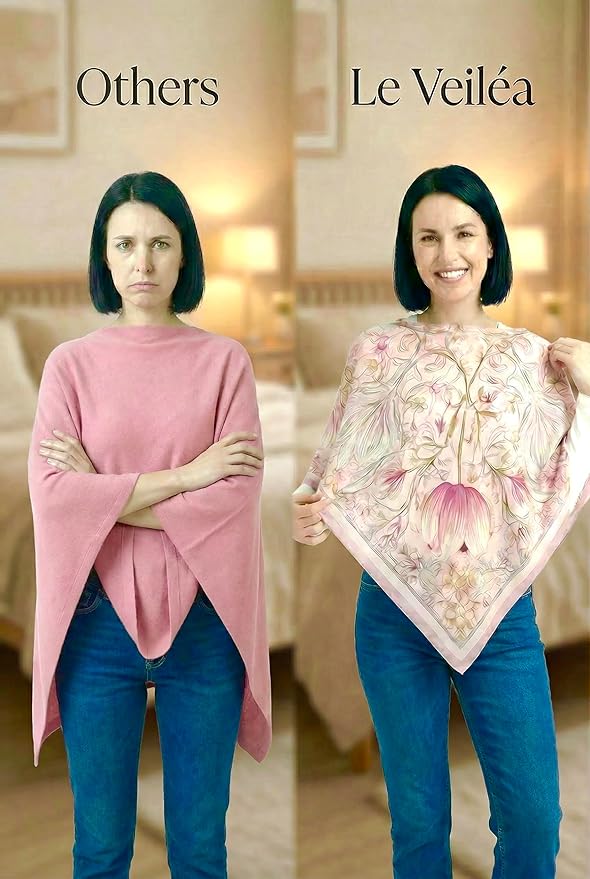 Le Veilea 3-in-1 Silk Nursing Cover - 100% Silk Twill Breastfeediing Cover, Baby-Friendly, Converts to Stylish Poncho & Refined Scarf, Lightweight & Breathable