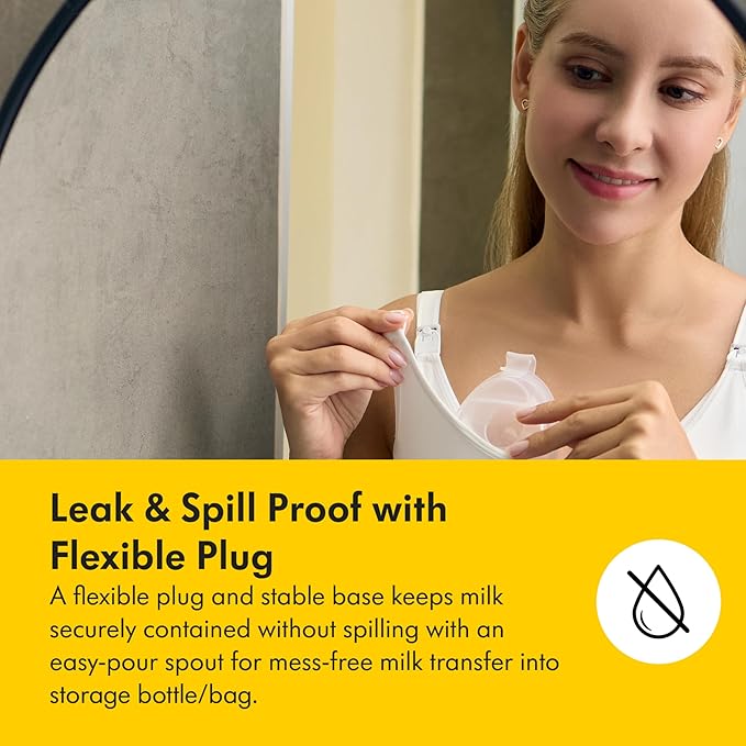Medela in-Bra Breast Milk Collector, Leak-Proof Wearable Design with Flexible Plug, Anatomic Shape, Made Without BPA, Easy to Clean & Dishwasher Safe, 30 mL Capacity
