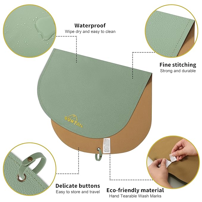 Portable Baby Diaper Changing Mat,Soft Faux Leather, Wipeable & Easy to Clean,for Home or Travel, Waterproof, with Storage Strap,Easily Put into Diaper Bag,30 x 17 in (Sage Green)