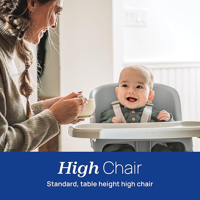 Chicco Zest 4-in-1 Folding High Chair, Feeding Chair, Toddler Chair and Youth Stool, Multi-Use Easy Clean High Chair, Capri/Blue