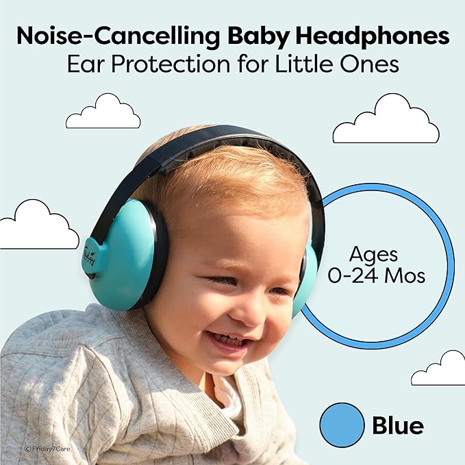 Friday 7Care Baby Headphones - Baby Ear Protection, Noise Cancelling Headphones with Adjustable Headband for Ages 0-24 Months, Blue