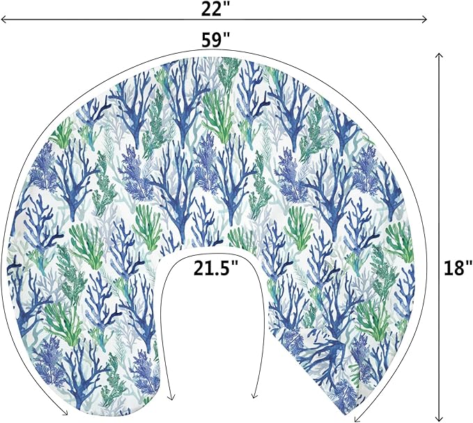 Blue Green Coral Reef Baby Nursing Pillow Covers for Boy Girl Watercolor Coastal Nursery Feeding Pillowcase for Breastfeeding Pillows Nautical Sea Plant Soft Stretchy Covers for Newborn Infant