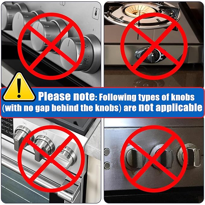 6 Pack Stove Knob Covers for Child Safety, DAFUWENG Childproof Gas Stove Knob Locks, Stove Oven Knob Safety Covers with Adhesive, for Kids and Pets, Heat-Resistant, Durable Design (Upgraded - Black)