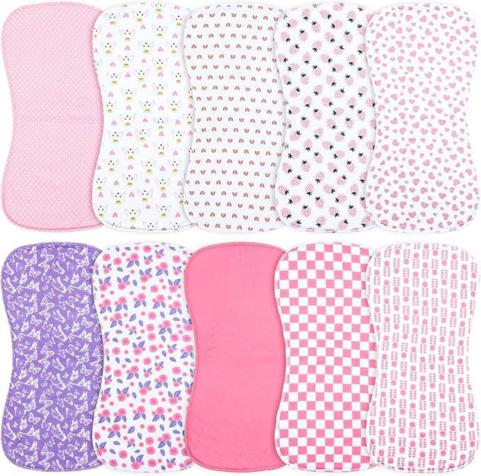 10-Pack Burp Cloths for Baby Boys and Girls - Organic Baby Burp Cloth,Baby Washcloths, Burp Rags, Large Neutral Burp Clothes for Newborn