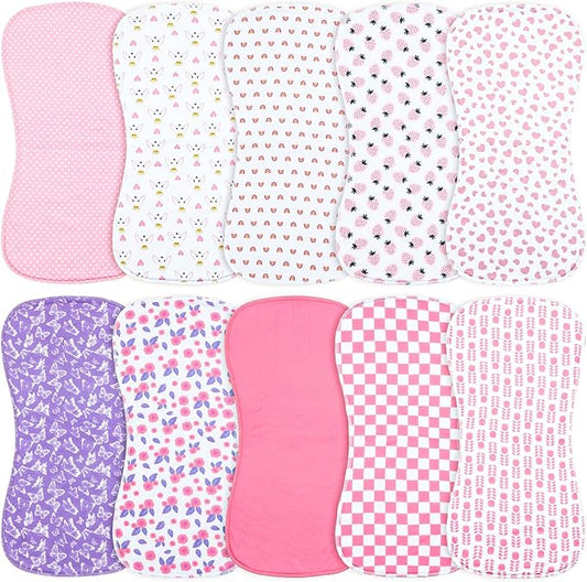 10-Pack Burp Cloths for Baby Boys and Girls - Organic Baby Burp Cloth,Baby Washcloths, Burp Rags, Large Neutral Burp Clothes for Newborn
