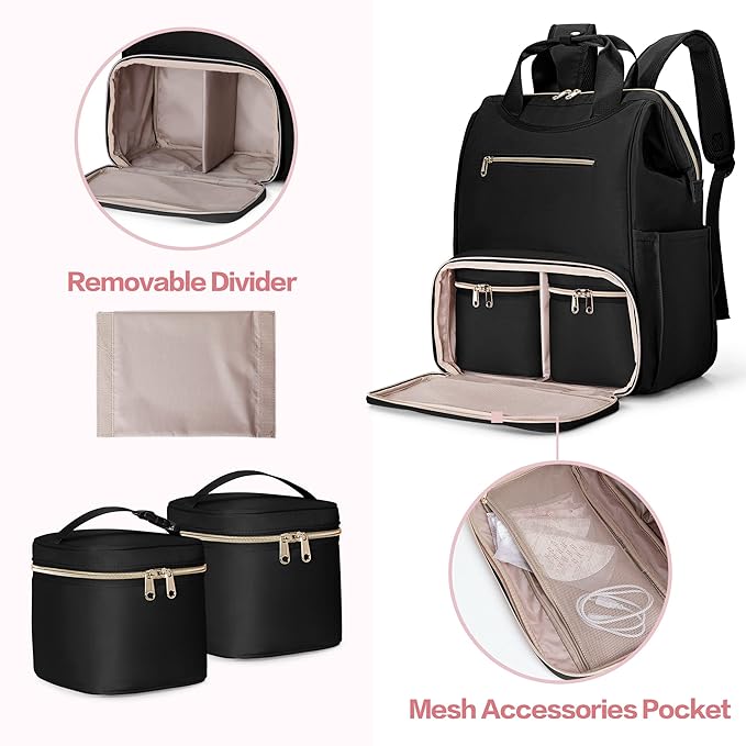 Fasrom Wearable Breast Pump Bag Backpack With Cooler and Tote, Compatible With Momcozy, Medela and Elvie Hands Free Pumps, Black (Patent Design)