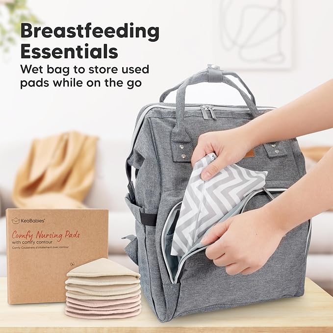 Organic Nursing Pads - 8 Washable Breast Pads for Breastfeeding, Wash Bag, Viscose Derived from Bamboo Reusable Nipple Covers for Breastfeeding Essentials, Soft & Absorbent(Neutrals, L 5")