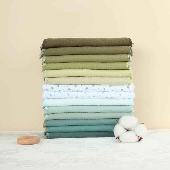 Muslin Burp Cloths 19" x 9", Baby Burping Clothes, Large Extra Soft Absorbent for Unisex Newborn Boys and Girls, 14-Pack