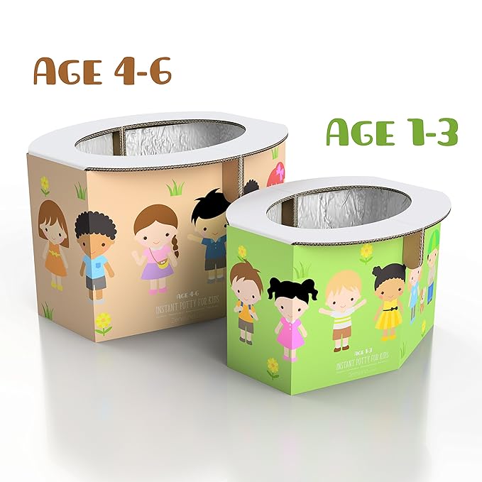 Emergency Foldable Portable Disposable Hygienic Instant Potty for Kids Toddlers Small Children and Babies, Great for Road Trip, Camping, Traveling, Hiking and Car Essential (1 Pack, Age 4-6)