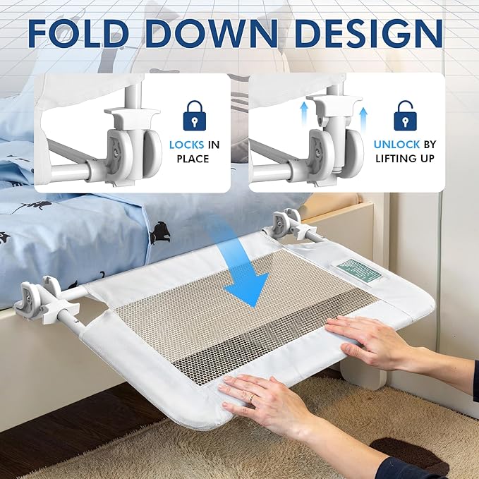 Salcod 43inch Universal Swing Down Crib Rail Guard, Convertible Crib Bed Rail for Toddlers, with Reinforced Wing Nut Safety System, Compatible with All Major Brand of Crib