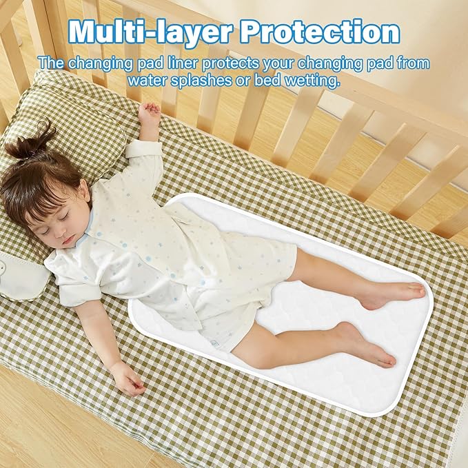 Baby Thicker Diaper Changing Quilted Pad Liner, Non-Slip 3 Pack Heavy Absorbency Reusable Incontinence Pads for Kids Changer Washable Underpads(FDYQ)