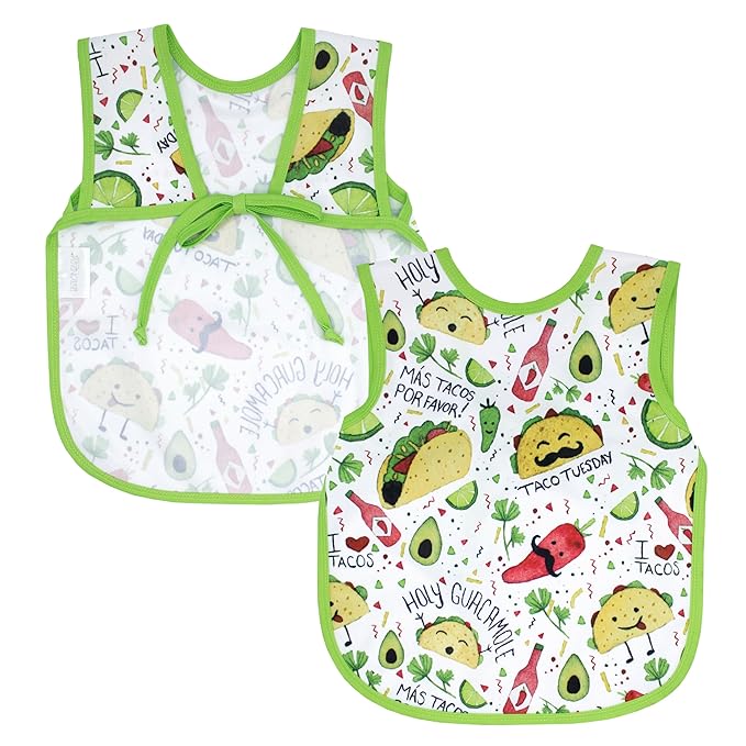 BapronBaby Taco Party Bapron - No Neck Tie Safer Bib for Baby & Toddler - Soft Waterproof Stain Resistant - Machine Washable - Sz Baby/Toddler 6m-3T