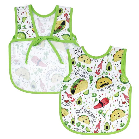 BapronBaby Taco Party Bapron - No Neck Tie Safer Bib for Baby & Toddler - Soft Waterproof Stain Resistant - Machine Washable - Sz Baby/Toddler 6m-3T