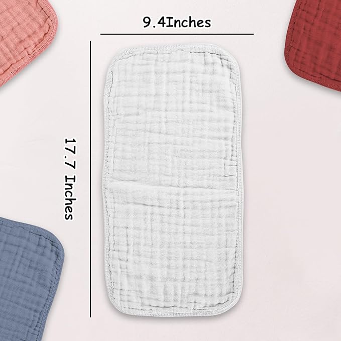 Muslin Solid Burp Cloths 100% Cotton Large 18''x10'' Extra Soft and Absorbent Multifunctional 6 Pack Baby Burping Cloth for Unisex Boys Girls (White)