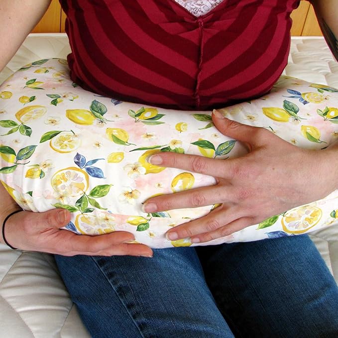 Boho Lemons Baby Nursing Pillow Covers for Boy Girl Lemon Branch Leaves Flowers Nursery Slipcovers for Breastfeeding Pillows Tropical Summer Fruits Soft Stretchy Removable Covers for Newborn Infant