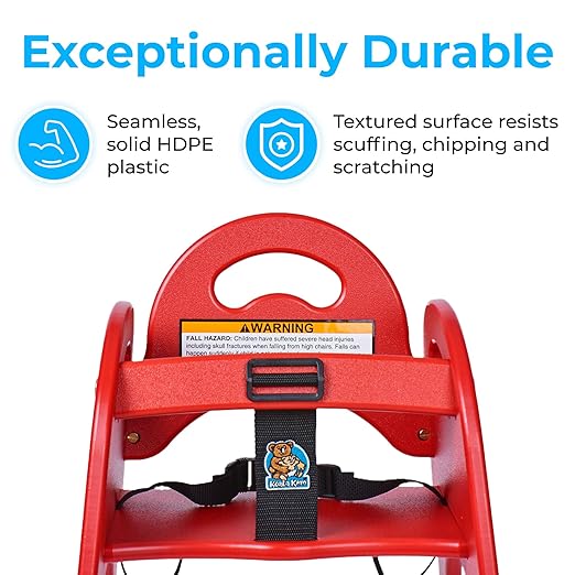 Koala Kare Designer High Chair – Modern, Durable & Sanitary High Chair for Restaurants, Stackable Space Saver, Easy-to-Clean Design, Red (Model KB105-03)