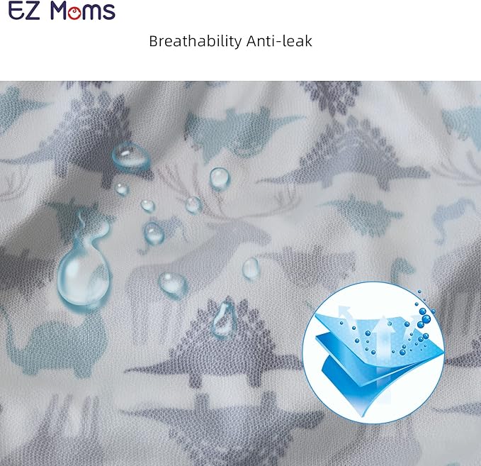EZ Moms 6 Packs Waterproof Cloth Diaper Cover Soft Plastic Training Pants for Toddlers Reusable Rubber Underwear for Potty Training Portable Plastic Diaper Covers for Boys 3T with Baby Washable Wipes