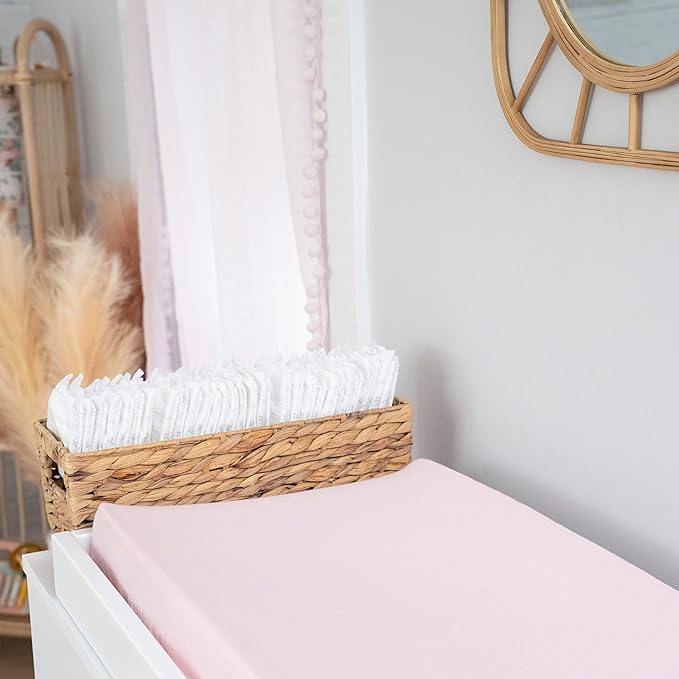 aden + anais Essentials Changing Pad Cover, 100% Cotton Muslin, Super Soft, Breathable, Tailored Snug Fit, Single, Solid Pink