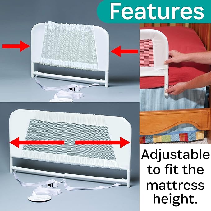 KidCo BR103 Convertible Crib Rail - Quick Assembly Toddler Bedrail (White)