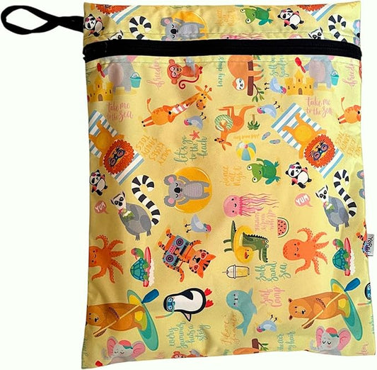 Waterproof Wet Bag 2-Pack, Reusable Leakproof Organizer for Swimwear, Cloth Diapers & Travel, 11.81 x 14.57 inch (Summer)