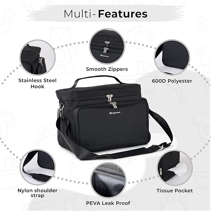 Breast Pump Bag Fit for Spectra S1 and S2, Wearable Breast Pump Bags with Milk Pack, Pumping Bag with Waterproof Mat for Pump Accessories, Bottle Bags for Travel and Family, Black