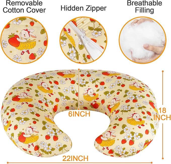 x-vesolje Baby Nursing Pillow for Breastfeeding, Adjustable Breastfeeding Pillow for Bottle Feeding, Nursing Support Pillow for Mom and Baby Healthier Nursing, Removable Cover- Bunny