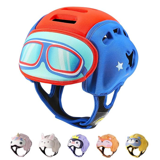 Mambobaby Baby Head Protector Helmet for Crawling and Walking, Breathable Soft Helmet, Ultra-Lightweight & Adjustable, Prevents Bumps Safety Helmet for Infants Toddlers 6-24 Months (Cool Pilot)