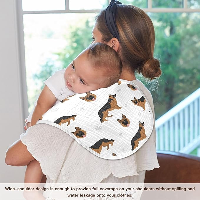 German Shepherd Dog Muslin Burp Cloths for Baby 1 Pack Soft 100% Cotton Baby Washcloths Bibs for Boy Girl