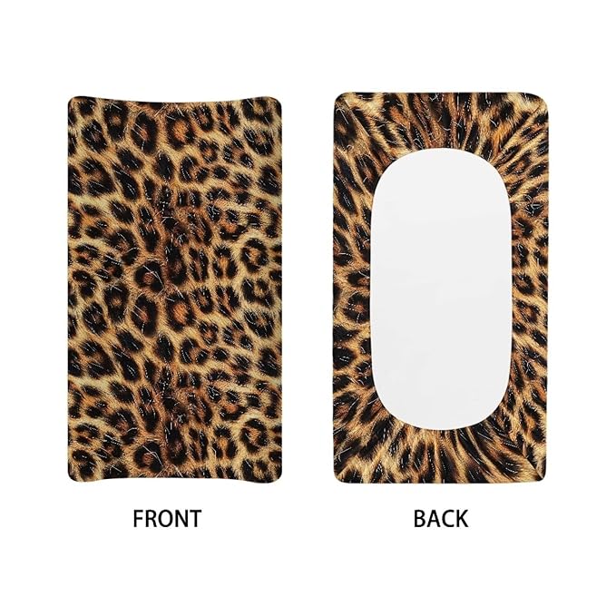 ZDCUSTOM Brown Leopard Changing Pad Cover Soft Stretchy Baby Changing Table Pad Cover Breathable Changing Table Sheets, 32"x16"