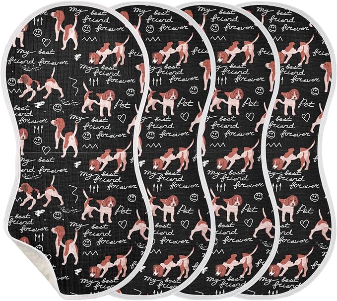 vvfelixl Baby Burp Cloths Beagle Dogs Friends Baby Newborn Cotton Burping Cloths Set Baby Washcloths 4 Pack