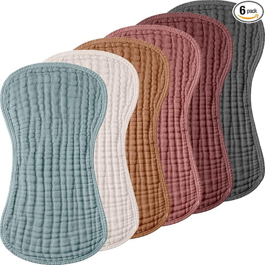 Frienda 6 Pack Muslin Burp Cloths Cotton Large 20''x 9'' Extra Absorbent and Soft Baby Burping Cloth for Baby Boy Girl Unisex(Fresh Colors)
