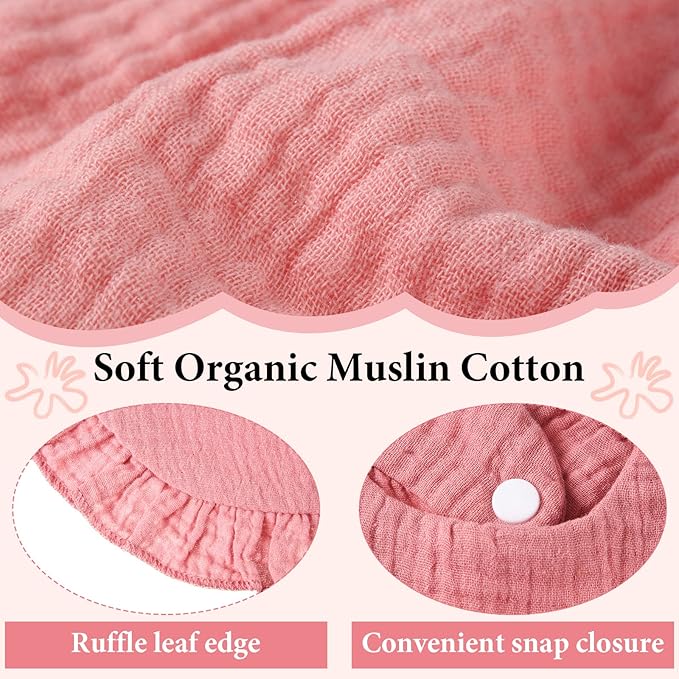 Kenning 18 Pcs Muslin Drool Baby Bibs Ruffle Absorbent Bib with Snap Button Boy Girl for Drooling Teething Infant Newborn
