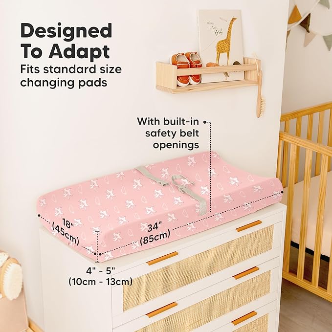 2-Pack Organic Changing Pad Covers for Girl, Boy, Neutral - 100% Cotton Changing Table Pad Cover, Soft Baby Nursery Diaper Changing Pad Sheets,Contour Changing Pads Liners,Change Pad Cover (Dreamland)