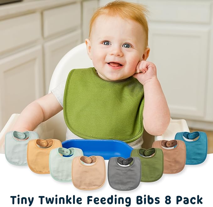 Tiny Twinkle Baby Feeding Bibs - Waterproof and Absorbent Infant Drool and Feeding Baby Bibs