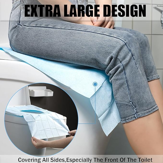 Rgqphantom 50 Pack Toilet Seat Covers Disposable 16x24 Inch XL Portable Toilet Liners Travel Seat Cover for Outdoors,Hotel, Hospital, Travel, Public Toilet Seat Cover (50pack, BLUE)