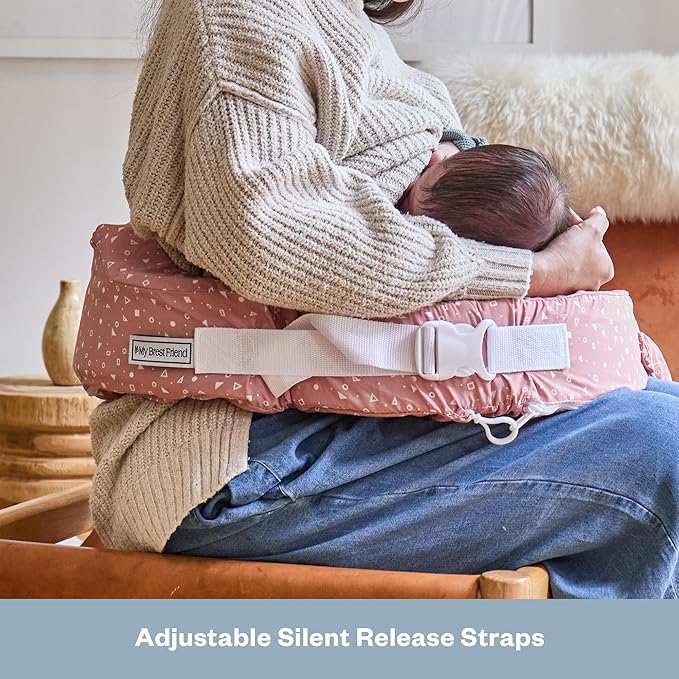My Brest Friend Original Nursing Pillow Cover - Slipcovers for Baby - Adjustable Fit, Easy Care, Durable - Original Nursing Pillow Not Included, Dusty Rose Geo