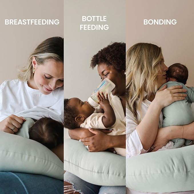 snuggle me Organic Nursing Pillow (New 2025 Design) | Bottle & Breastfeeding Pillow with Organic Cotton Cover & Fiberfill, Machine Washable Feeding Pillow, Newborn Essentials Must Haves (Sage) - v2