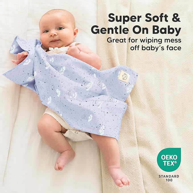 Organic Burp Cloths Baby Boy, Girl - 6-Pack Large 100% Cotton Burping Cloths for Babies, Spit Up Rags, Super Absorbent, Ultra Soft Newborn Rag,Gender Neutral,Machine Washable,Durable(Constellation)