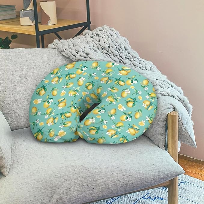 Nursing Pillow Cover, Fits The Original Support for Breastfeeding, Bottle Feeding, and Bonding Lemon Leaf Soft Comfortable Slipcover for Baby Girl and Boy