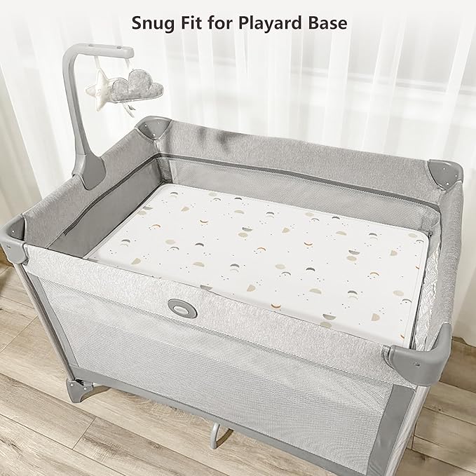 Baby Changing Pad Portable Changing Mat for Babies, 2 Pack Soft and Foldable Baby Changing Mat for Travel or Home, 35 * 29.5 inch Changing Pad for Diaper Bag - Gray&Moon