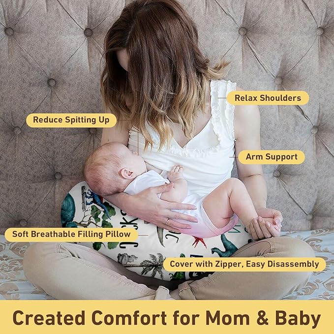 Dyoart Baby Nursing Pillow Cover,Personalized,Custom,Soft Nursing Covers,Breastfeeding Pillow Slipcover for Bottle Feeding,Custom Gifts for Toddler Infant,Dinosaur(one Size)