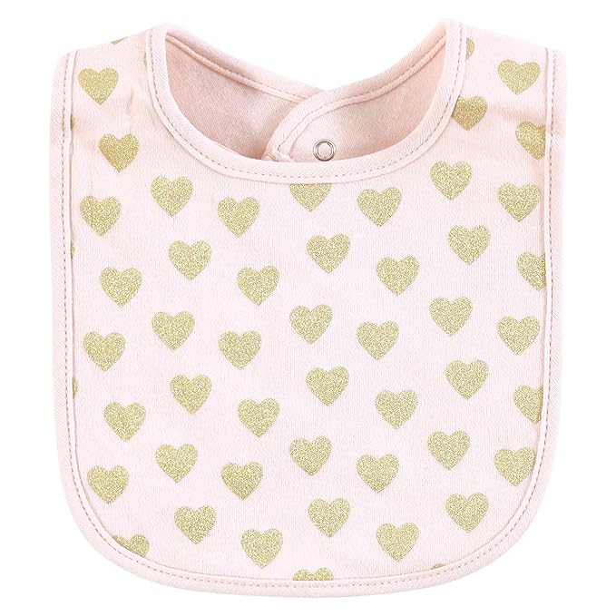 Hudson Baby Infant Girl Cotton Bibs, Mama Mauve Sage Rose, One Size