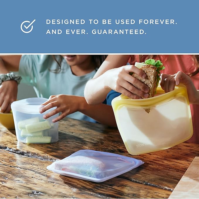 Stasher Silicone Reusable Storage Bag, Sandwich Bag, Reusable Freezer Bag, Microwave, Dishwasher, Oven Safe, Sous Vide, Lunch Container, Eco Friendly, Leak-free, Food Storage Bag, 28 oz, Deep Ocean | Reusable Food Bag
