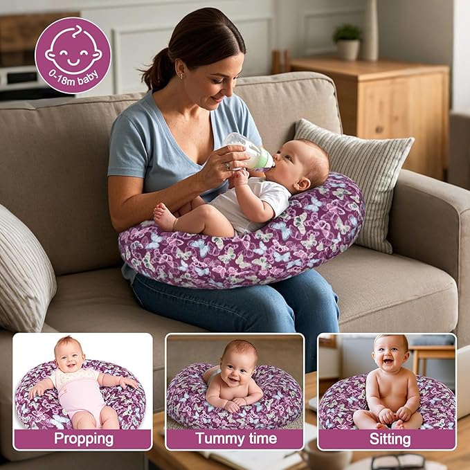 x-vesolje Nursing Pillow, Breastfeeding Pillow with Removable Cover, Ergonomic Breast Feeding Pillow, Baby Feeding Support Pillow for Mom Easier Breastfeeding- Original Size/Butterfly