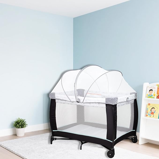 Akiky Bassinet Cover Mosquito Net with Two-Way Zippers Foldable Bassinet Bedside Sleeper Tent to Keep Cats/Bugs Out(White)