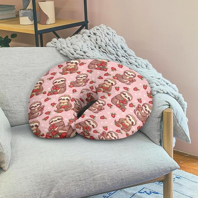 Jeiento Pink Love Heart Sloth Nursing Pillow Covers for Nursing Pillowcase Comfortable Feeding Pillow Covers Soft Quick-Dry Fabric Cover for Breastfeeding Moms