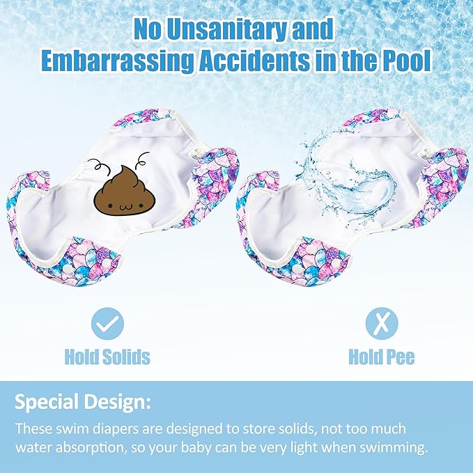 wegreeco Baby & Toddler Snap One Size Adjustable Reusable Baby Swim Diaper (Fish Scales, Small, 3 Pack)