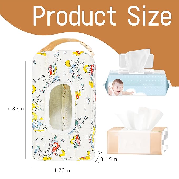 Quilted Baby Wipe Holder Floral Diaper Pouch Portable Quilted Wipes Bag for Car, Stroller