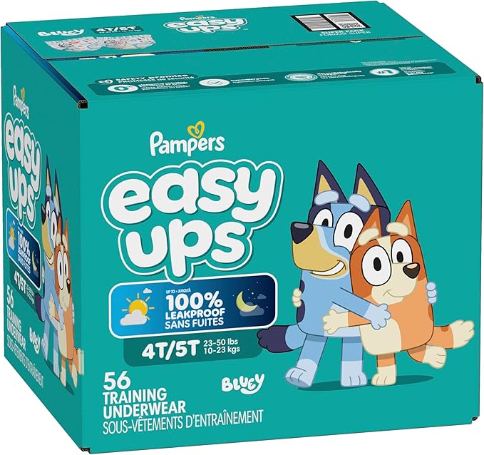Pampers Training Pants - Easy Ups Boys & Girls Bluey - Size 4T-5T, 56 Count, Children's Potty Underwear (Packaging May Vary)